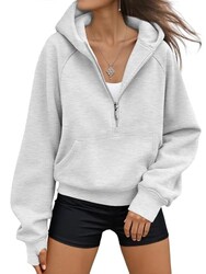 AUTOMET Womens Hoodies Half Zip Up Casua