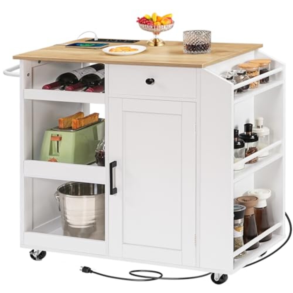 MAHANCRIS Kitchen Island with Power Outl