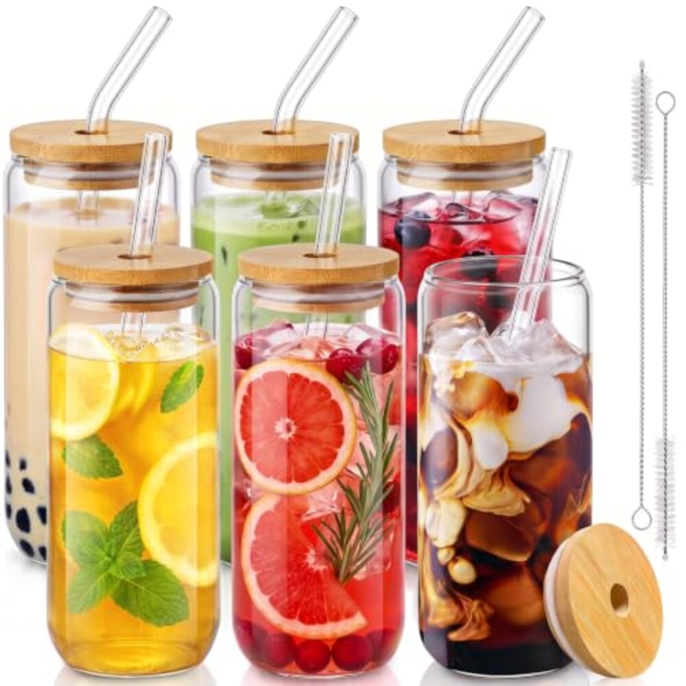 20 Oz Drinking Glasses - 6 Pcs Glass Cup