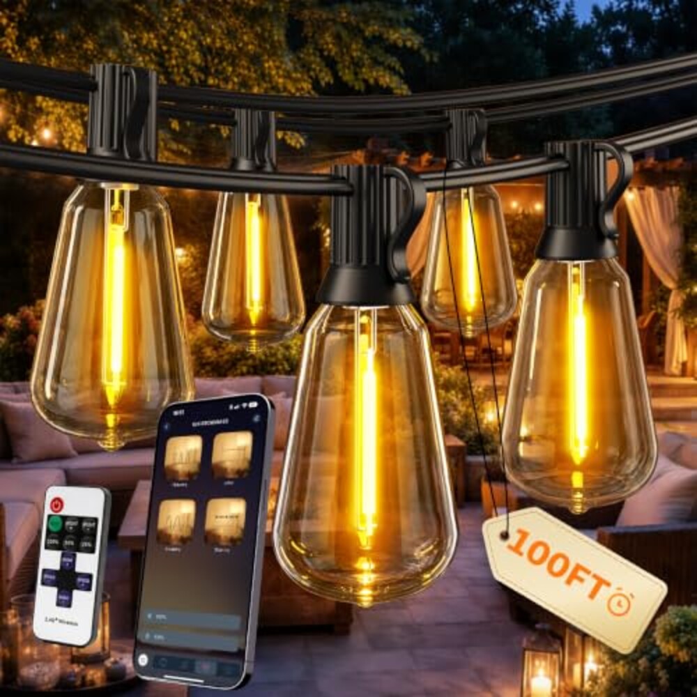 Ecoeve Outdoor String Lights, 100 FT Pat