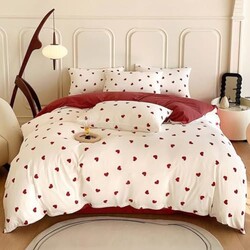 Bildenly Twin Size Duvet Cover Red Heart