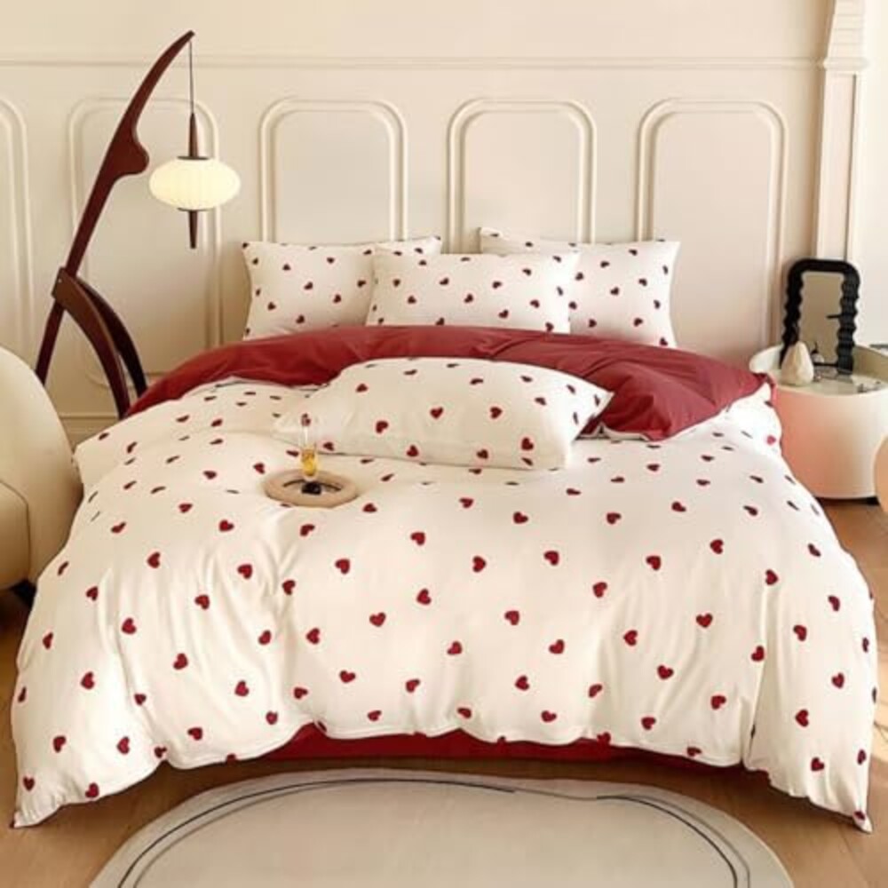 Bildenly Twin Size Duvet Cover Red Heart