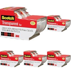 Scotch Transparent Tape, 3/4 in x 250 in