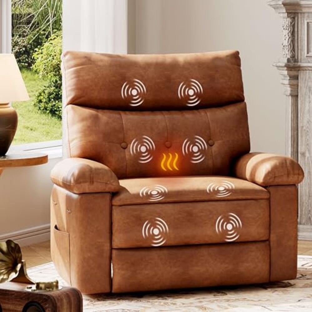 GarveeHome Oversized Leather Recliner Ch