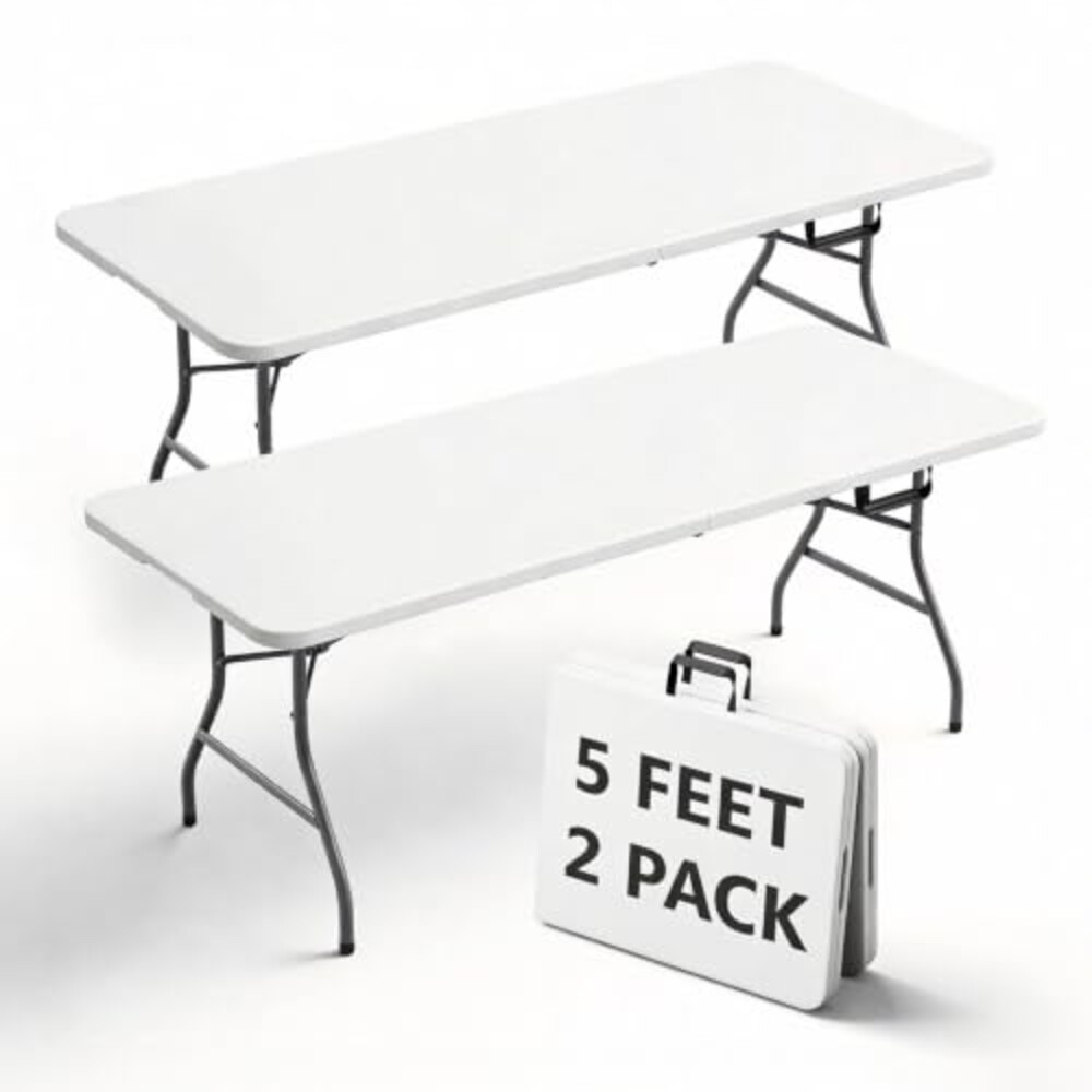 FurniEdge Folding Table 5FT 2 Pack Heavy