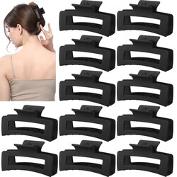 12 Pcs Medium Black Hair Claw Clips for