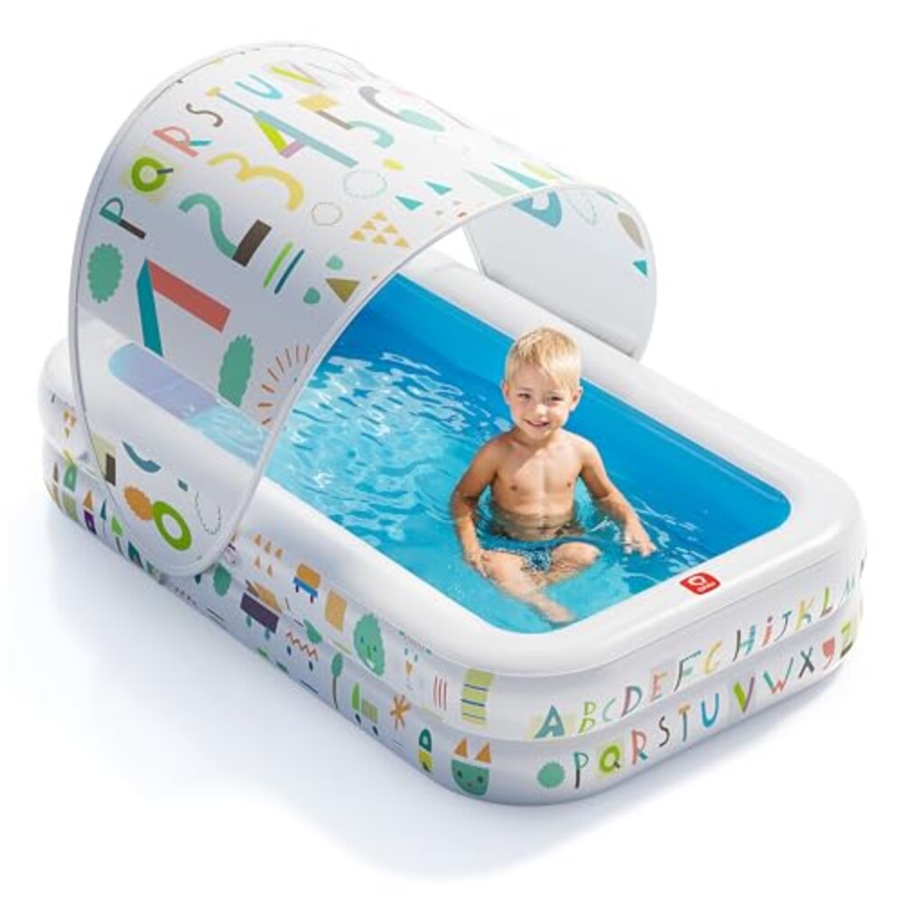 QPAU Baby Pool with Canopy, Inflatable D