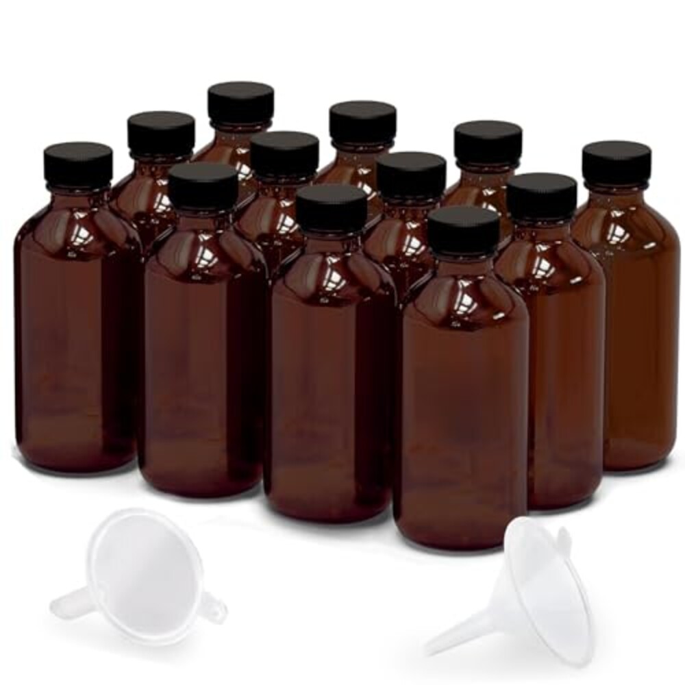 12 Pack 2oz Amber Glass Bottles for Vani