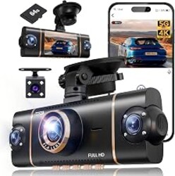 XYGCACO 4 Channel 360° Dash Cam Front and Rear, 4K+1080P*3 FHD Car Camera | 5GHz WiFi and App Control, 24H Parking Mode, 8 IR Lamps Night Vision, Loop Recording, Includes 64GB SD Card, Black
