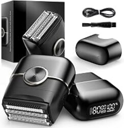 NKTMXY Electric Foil Shavers for Men: 4 Floating Blades & Dual Speed | Mini Electric Razors for Men With Wet or Dry - Cordless Razor with LED Display- Face Shaver with USB-C Charge & Travel Lock