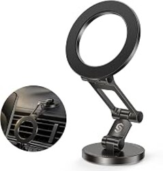 Syncwire Fits MagSafe Car Mount Magnetic Phone Holder for Dash and Tesla | Strong Magnets, All Metal, Flexible 3 Axis, 360° Rotation, Dashboard and Screen Support, For iPhone 17 16 15 14 Pro Max