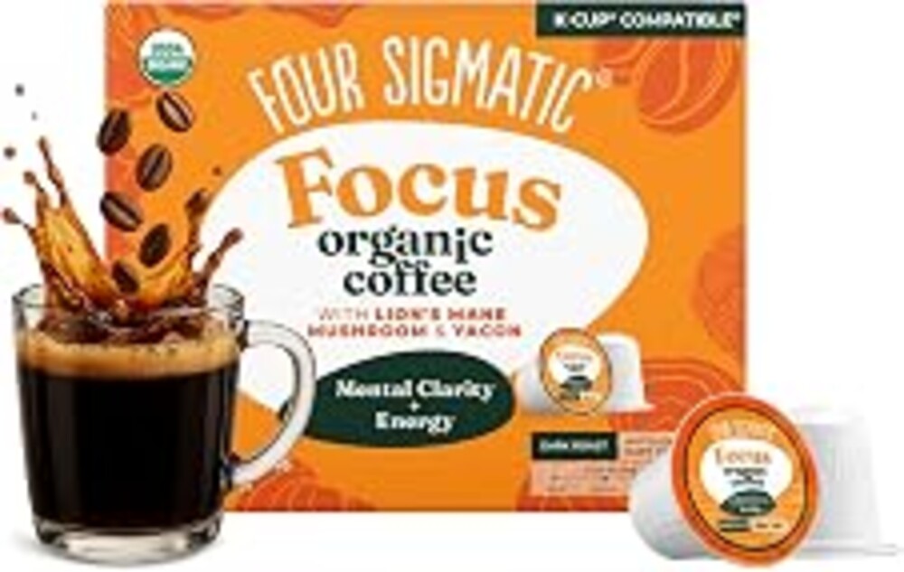 Four Sigmatic Mushroom Coffee K-Cups | Organic Dark Roast Coffee with Lion’s Mane Mushroom Powder & Yacon | Focus & Immune Support | Vegan & Keto | Sustainable Pods | 24 Count