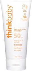 Thinkbaby Baby Sunscreen SPF 50+, Mineral Formula, Water Resistant, 6 Oz | Water Resistant, reef friendly, zinc oxide mineral SPF 50+ kids sunscreen with broad-spectrum UVA/UVB protection