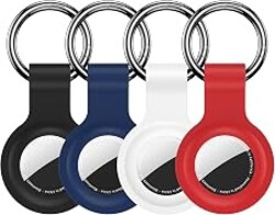 Compatible for AirTag Holder Keychain 4 Pack for Air Tag 1st&2nd Generation | Airtag Key Chain Ring Case Cover for Air Tag Holder GPS Tracker Item Air Tags Finders Air Tagholder for Kids,Bags,Luggages