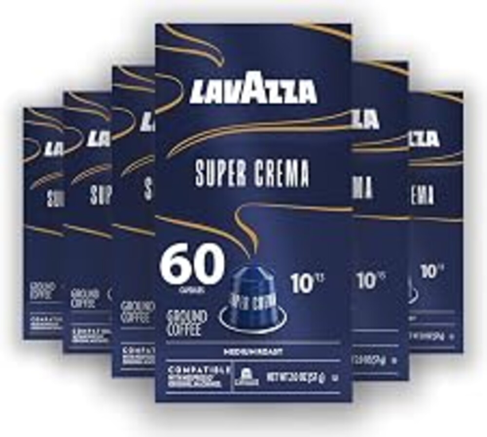 Lavazza Super Crema Aluminum Capsules Compatible with Nespresso* Original Machines, Medium Roast, Arabica and Robusta Blend (60 Capsules)