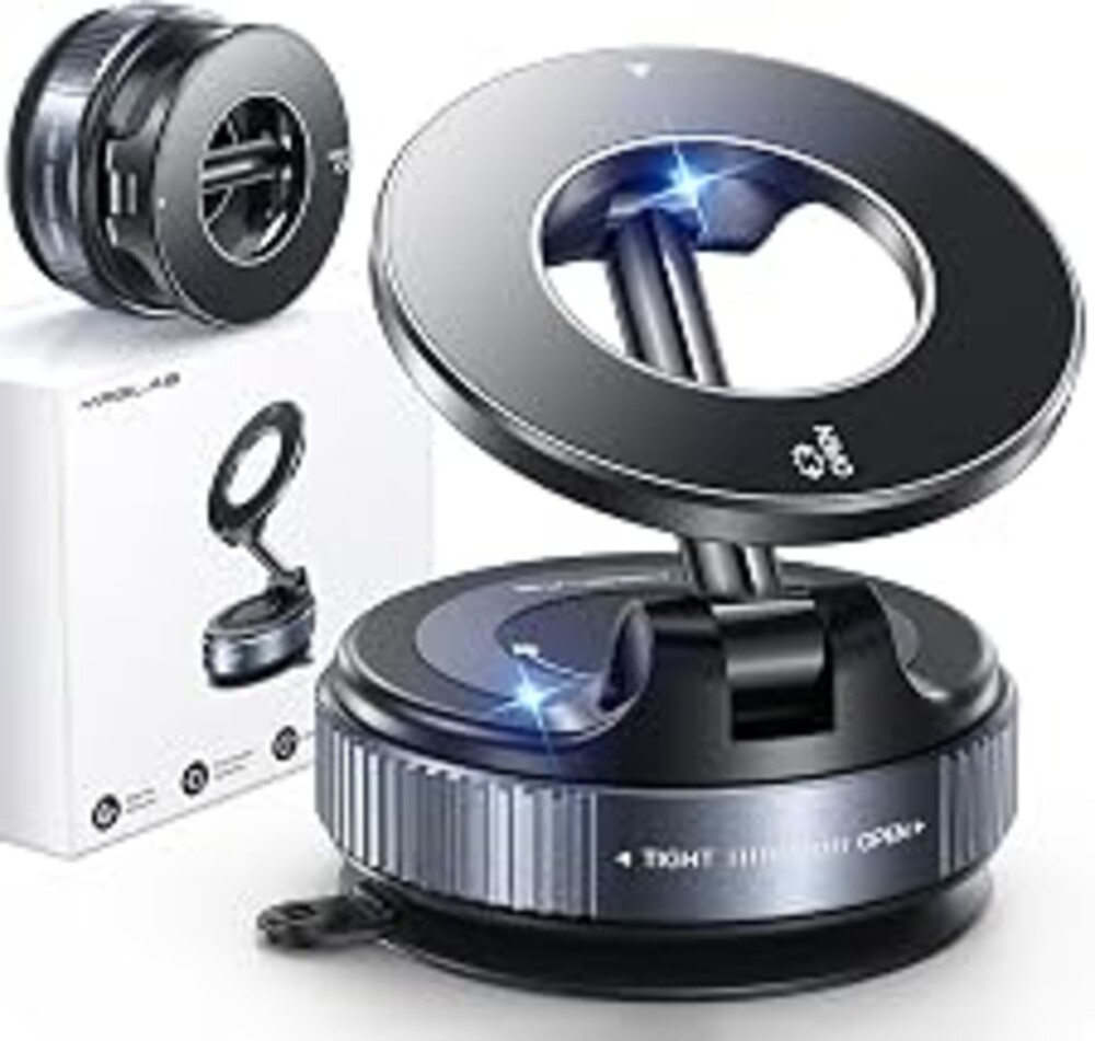 MRGLAS 2026 Upgraded for MagSafe Vacuum Car Phone Mount, 360° Adjustable | 2800gf Strong Magnetic Phone Holders for Your Car, 98LBS Suction Cup Car Mount,Car & Truck Accessory for iPhone 12–17 Pro Max