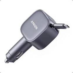 Anker 75W Fast Charging USB C Car Charger with Retractable Built-in Cable | Fast Power Adapter, Car Accessories for iPhone 17 / 16 Series, Galaxy S25 / S24, MacBook Pro / Air, iPad, and More
