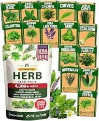 HOME GROWN 15 Herb Seed Variety Kit, 4,300+ Seeds, Culinary Herb Kit | High Germination, Heirloom, Non-GMO | 4,300+ Seeds | Indoor/Outdoor & Hydroponic | Culinary Herbs | Gardening Gift