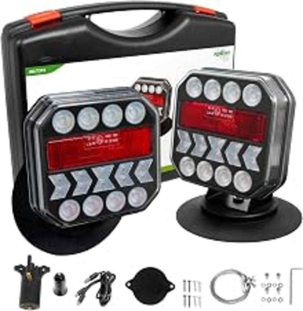 Agrieyes T312 Wireless Trailer Lights w/USB-C, Magnetic Tow Light Kit | Rechargeable, Reverse Light, Built-in Reflector, for Truck, RV, Boat, Caravan, Trailer, Tow