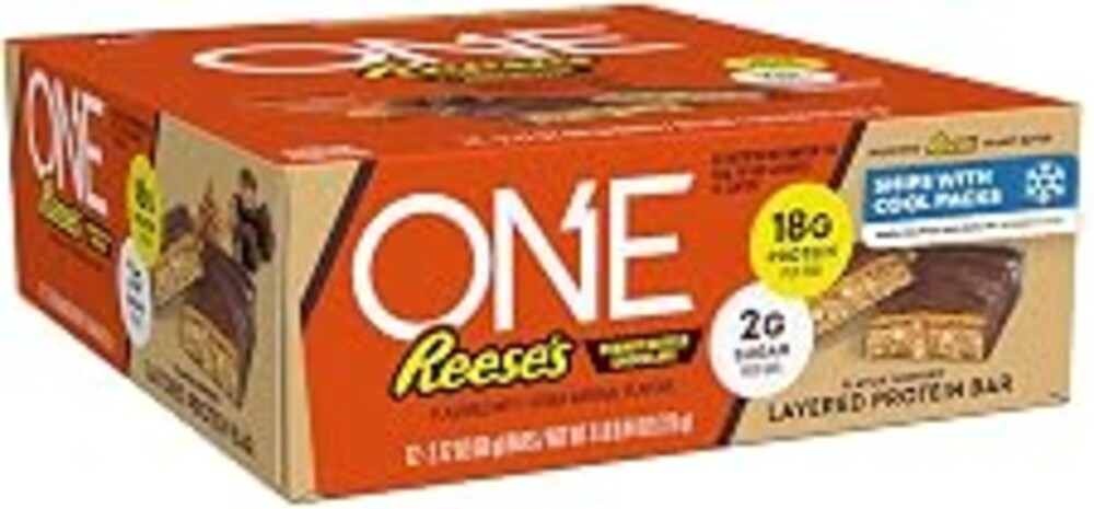 ONE Reese's Peanut Butter Chocolate Protein Bars, 18g Protein, 12 ct | 18g Protein, 2g Sugar, Protein Snack for Breakfast, Workout and Travel, 12 Snack Bars, Gluten Free Snacks