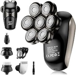 SHPAVVER Head Shavers for Bald Men: 5-in-1 Upgraded Electric Razor - IPX7 Waterproof Shaving Grooming Kit for Balder - Turbo Speed & Precision Blades Valentine's Day (Ink Black)