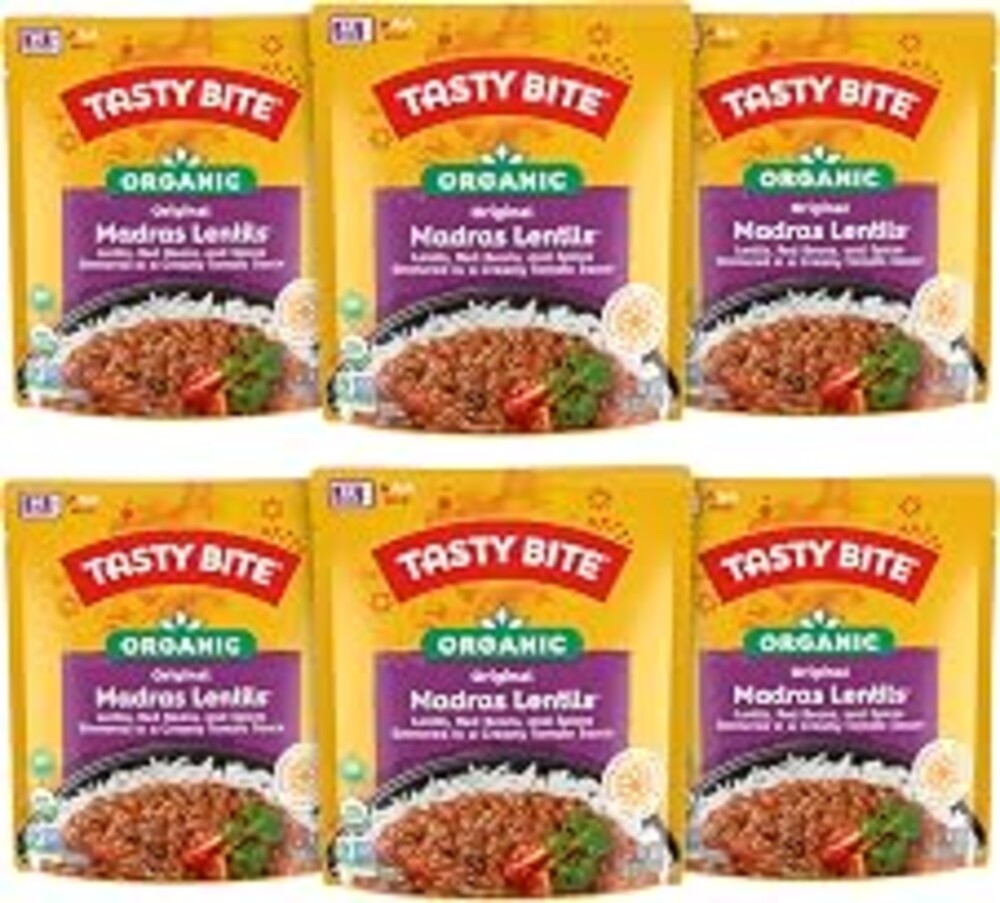 Tasty Bite Organic Madras Lentils, 10 Ounce, Pack of 6, Ready to Eat, Microwavable Entree, Vegetarian