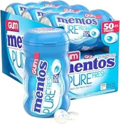 Mentos Pure Fresh Sugar-Free Chewing Gum, Fresh Mint, 50 Count (6 Pack) | Contains Xylitol, Perfect for Long Lasting Fresh Breath at School, Work & Travel