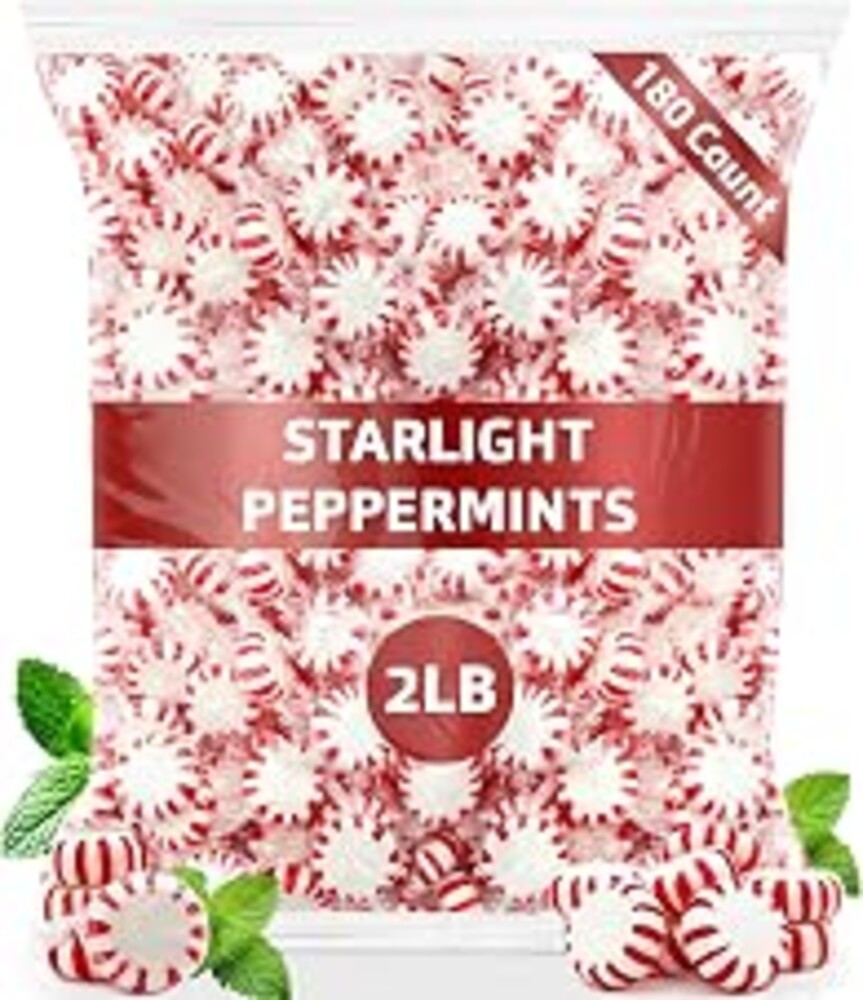 Bulk Peppermint Candy 180 Count, 2 lb Bag, Old Fashioned Peppermints | Hard Candy Individually Wrapped, Mint Candy for Office Candy Bowl, Parties, Starlight Mints, After Dinner Treats, Candy Dish