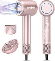 Hair Dryer, High-Speed Ionic Low Noise Blow Dryer with Brushless Motor for Fast Drying, Thermo-Control Quiet Compact Hair Blow Dryer with Magnetic Diffuser for Curly Hair for Home Travel Salon