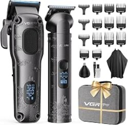 Hair Clippers for Men Professional, Cordless Hair Clippers for Hair Cutting, Mens Clippers and Trimmers Set, Electric Hair Trimmer for Men with Package Box | 7000RPM Grooming Kit with EVA Case, LED display, 14 Guide Combs (including Right & Left Ear Taper Combs), Nose Trimmer Head