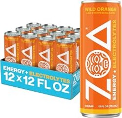 ZOA Zero Sugar Energy Drink, Wild Orange, 12 Pack, 12 Fl Oz Cans | With Electrolytes, Vitamins B and C, supporting hydration with 160 mg plant based caffeine from green tea and green coffee