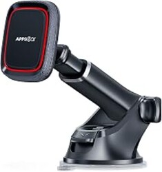 APPS2Car Magnetic Phone Mount for Car, Dashboard & Windshield Suction Cup Holder with Telescopic Arm, Requires Metal Plate for Proper Use, Fit for Android Smartphones(NOT for MagSafe)