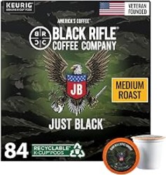 Black Rifle Coffee Medium Roast K Cup Coffee Just Black 84 Count | Veteran Founded, 100% Arabica, cocoa, vanilla & buttery notes, Fits All Keurig Models, coffee pods, keurig