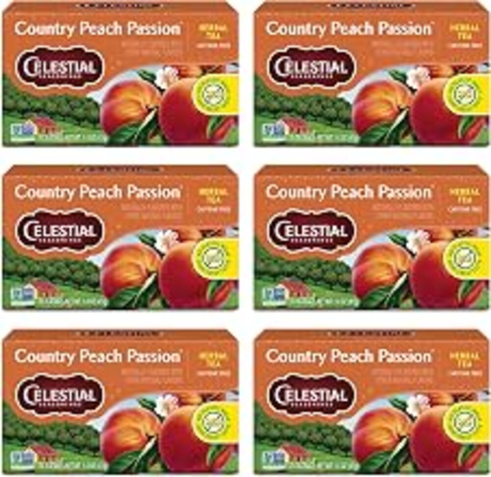 Celestial Seasonings Country Peach Passion Herbal Tea, Caffeine Free, 20 Tea Bags Box (Pack of 6)