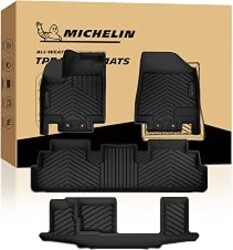 Michelin Vehicle Mats for 2022-2026 Nissan Pathfinder 7&8 Seat | Custom Fit, Non-Slip Car Accessories, All-Weather TPE Floor Mats, 1st & 2nd Row Liners, 4 PCS, Premier