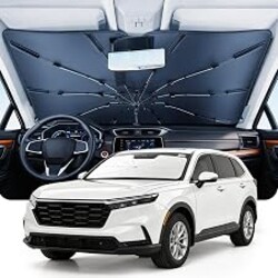 DMJN Umbrella Windshield Sun Shade for Honda CRV (2008-2026), Car Sunshade for Front Windshield [Nano Ice-Crystal Coatings] UPF50+ Heat & UV Block, Protect Interior & Keep Cooler