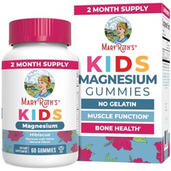 MaryRuth's Kids Magnesium Gummies, 50mg Magnesium Citrate for Kids 4+, 60ct | Bone Health, Calcium Absorption, Essential Mineral, Vegan, CLP Certified, Sugar Free, 60 Count