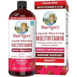 MARYRUTH'S Liquid Morning Multivitamin for Women, Men & Kids, 32 Servings | Vitamin A C D E B6 B12 Biotin Zinc, Beauty, Vegan, Non-GMO, Gluten Free