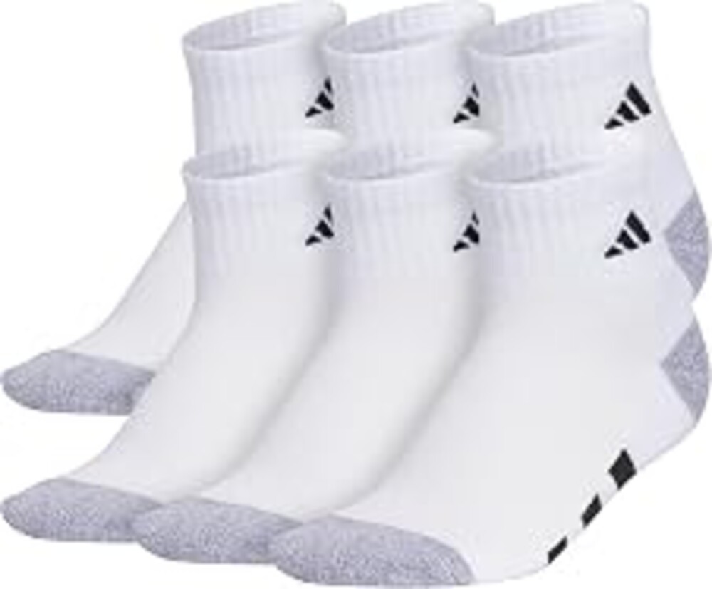 adidas Kids Athletic Cushioned 6-Pack Quarter Socks (Little Kid/Big Kid/Adult) | Boys & Girls, 6-Pack, Targeted Cushioning, Arch Support, Breathable Moisture-Wicking, Size Callout On Sole, All-Day Comfort