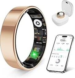 prxxhri 2026 Smart Ring New Health Tracker, IP68 Waterproof, iOS/Android Compatible, Sleep, Exercise & Health Monitoring, No Subscription, 5-Day Battery Life for Women & Men (Rose Gold, 7)