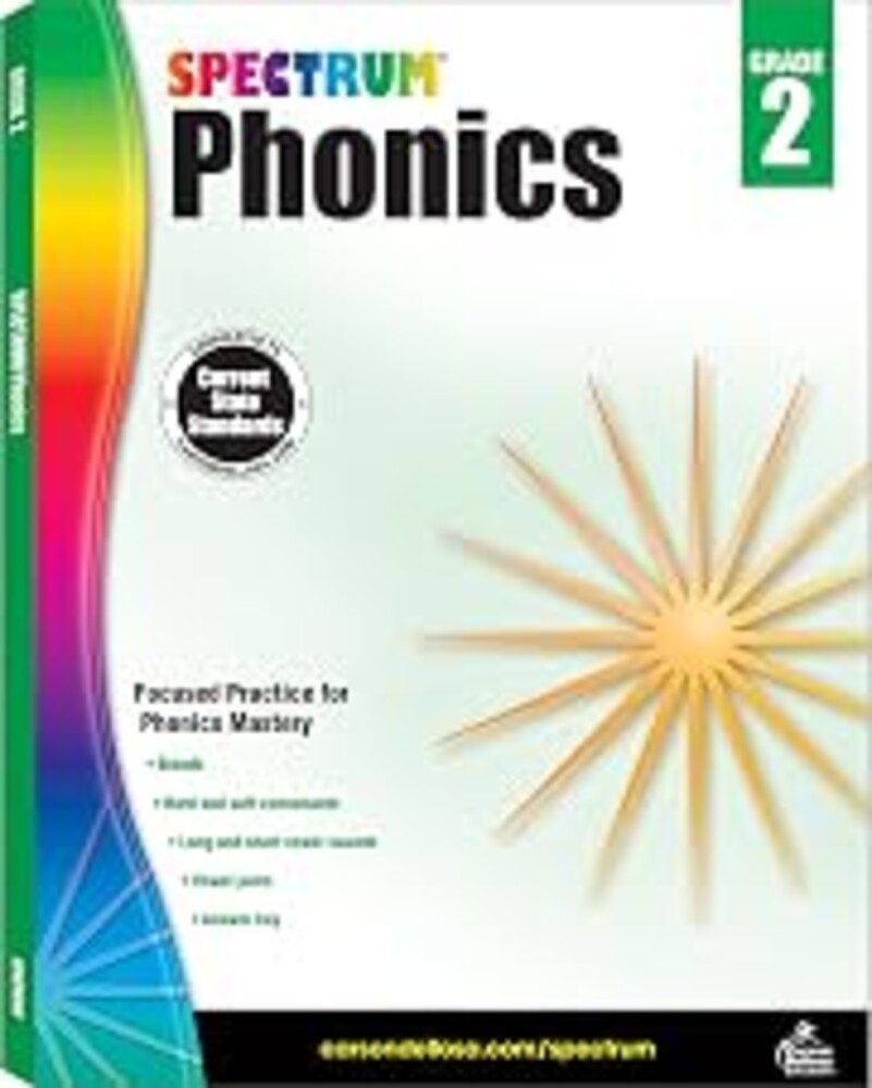 Spectrum Phonics Grade 2 Workbook, Blends, Consonants, Vowel Sounds and Pairs, Letters, Words, and Sentence Writing Practice, Classroom or Homeschool Curriculum