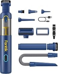 Fanttik Slim V8 APEX Cordless Car Vacuum & Air Duster, 4-in-1 Portable Mini Vacuum with 19000pa Suction Power for Pet Hair, Type-C Charge, One-Touch Empty for Car, Office Desk, Keyboards (Blue)