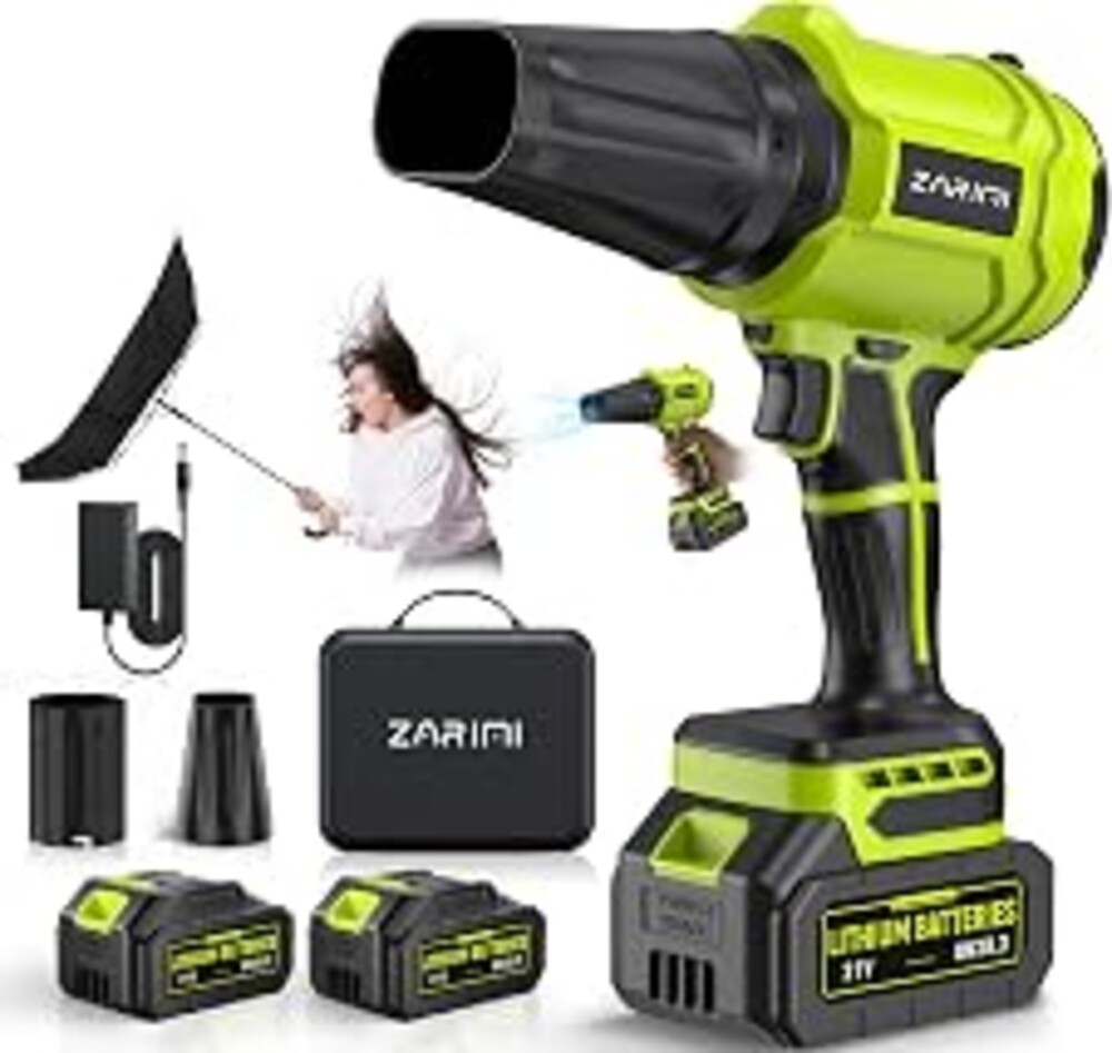 YUQUESEN Cordless Leaf Blower, 980,000 RPM Handheld Leaf Blower with 2 Batteries & Charger, Lightweight Leaf Blowers for Patio, Lawn, Leaves, Dust - Bright Green