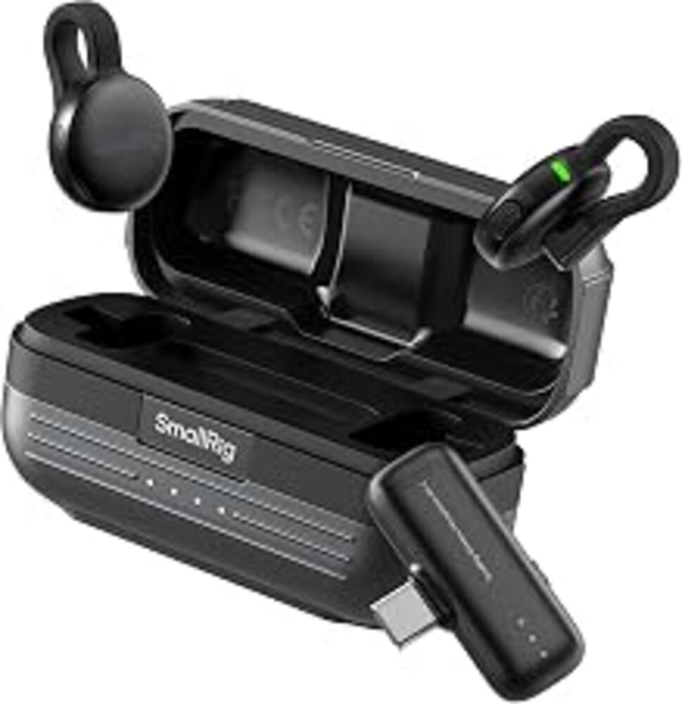 SMALLRIG S70-C2 Wireless Mic (2 TX + 1 RX + Charging Case) - Black | Wireless Lapel Microphone for Devices with USB-C Port, 48h Use, Noise Reduction Record for Vlog