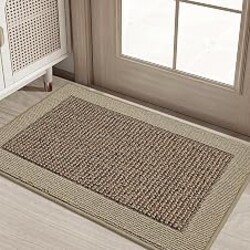 BEQHAUSE Indoor Door Mat 20" x 32", Dirt Trapper Door Mats, Taupe | Non-Slip Entryway Rugs Washable, Trap Dirt Absorbent Welcome Mat, Low Profile Floor Mats for Front Back Door and Entryway