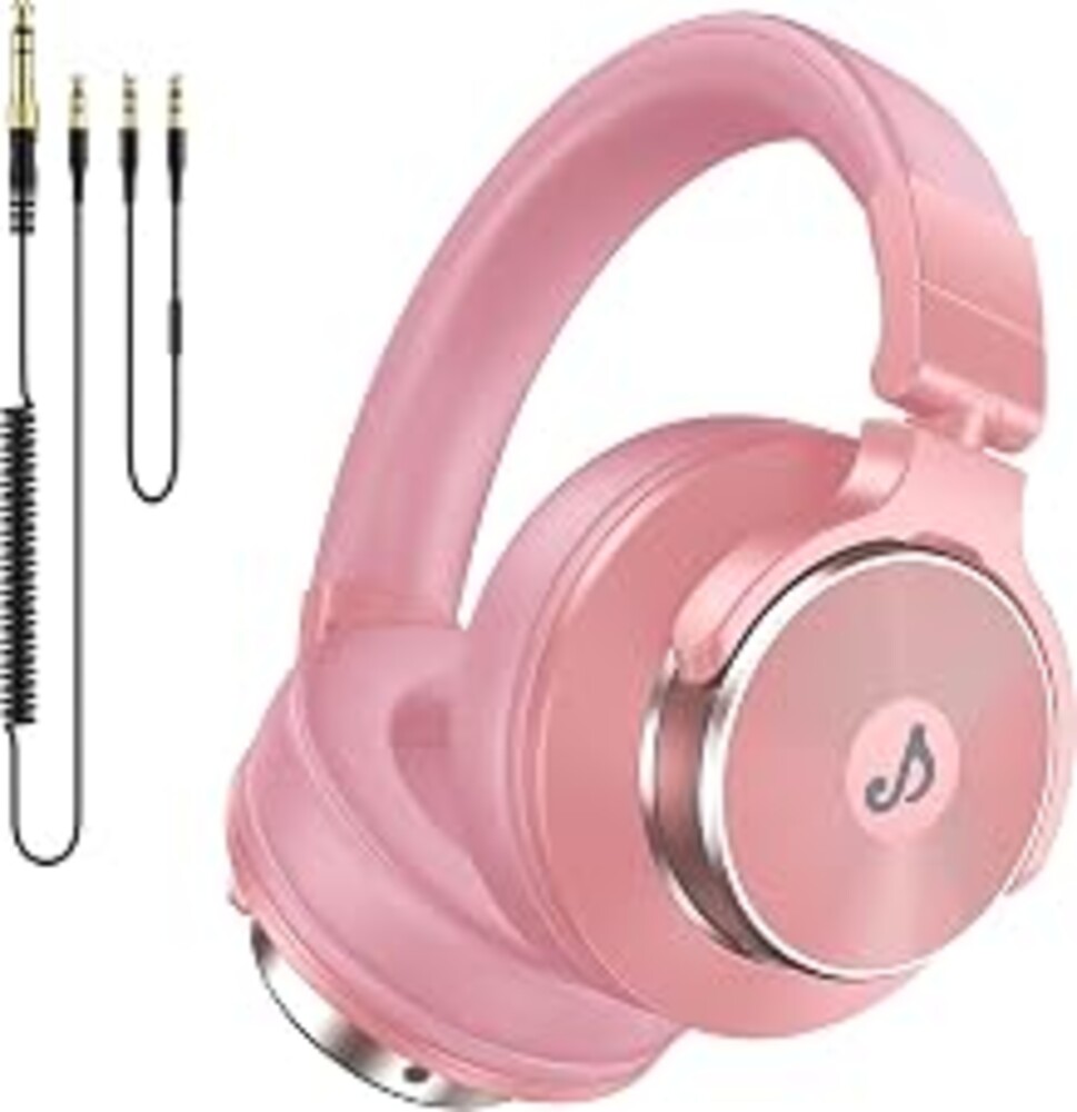 Wired Headphones, Over Ear Headphones for Studio Monitor & Mixing DJ | 50mm Drivers, Stereo Sound, 1/4 to 3.5mm Jack, for Guitar AMP, Podcast, Keyboard & Computer Recording, Pink