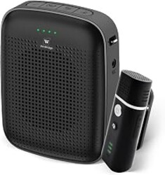 Voice Amplifier with Wireless Lapel Microphone for Teachers | 15W Portable Mini Bluetooth PA System and Clip-on Lavalier Mic for Classroom, Yoga, Tour Guide & Public Speaking - A006