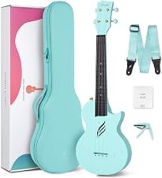 Enya NOVA U 23-Inch Carbon Fiber Concert Travel Ukulele, Blue | Waterproof Body, Resists Humidity, Heat and Cold, Lightweight 1.25 lb, for Adults and Beginners, Case, Strap, Capo, Strings