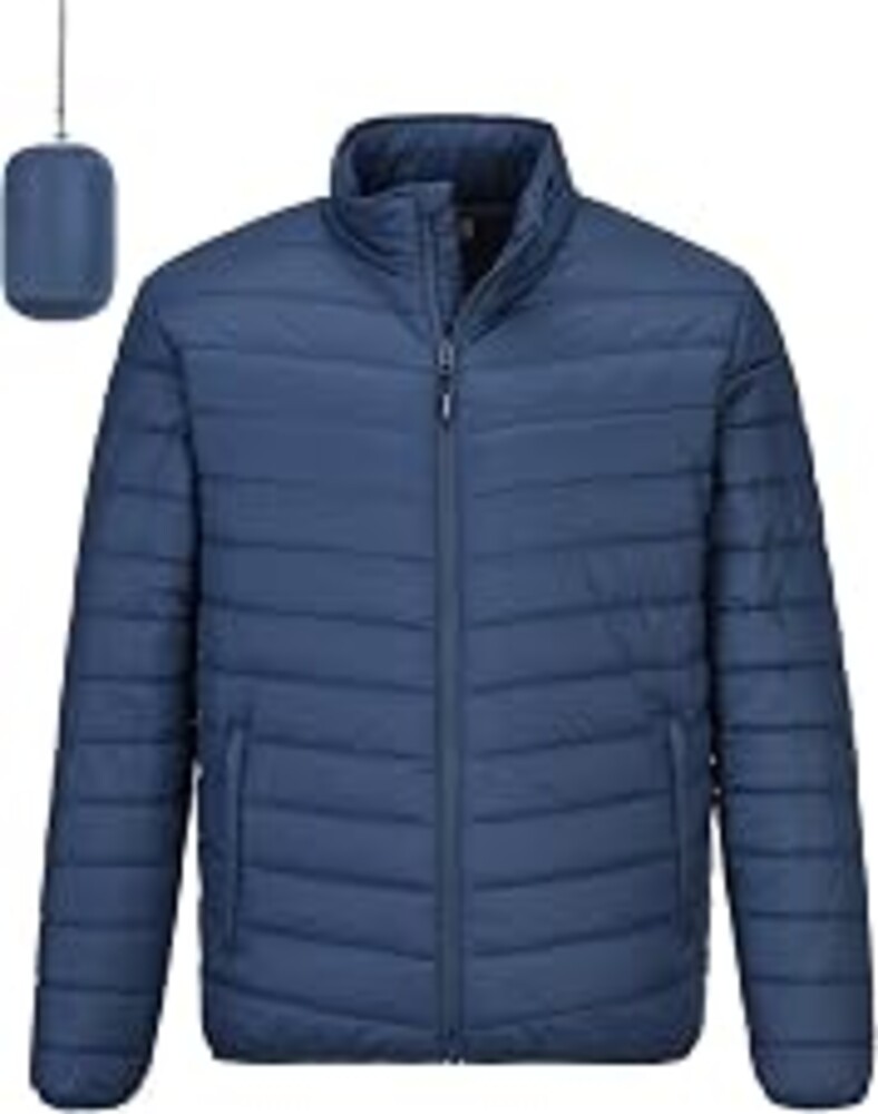 Outdoor Ventures Men's Packable Puffer Jacket Lightweight Winter Puffy Coat | Insulated, Down Alternative, Water-Resistant, Windproof, Zip Up Quilted for Cold Weather, Snow, Ski, Hiking, Travel, Casual