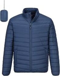 Outdoor Ventures Men's Packable Puffer Jacket Lightweight Winter Puffy Coat | Insulated, Down Alternative, Water-Resistant, Windproof, Zip Up Quilted for Cold Weather, Snow, Ski, Hiking, Travel, Casual
